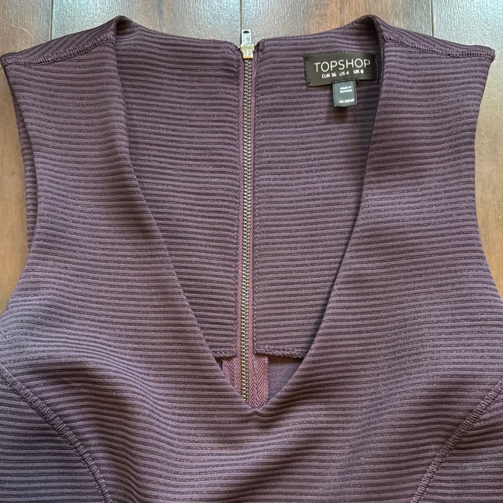 Topshop Purple V-Neck Bodycon Mini Dress